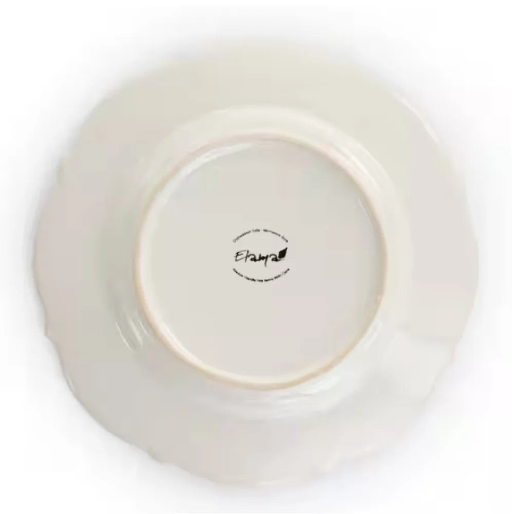 16-Piece Luna Embossed Scalloped White Stoneware Dinnerware Set (Service for 4)
