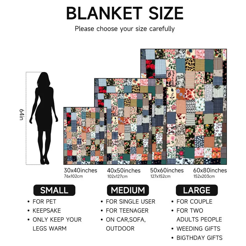 Cozy Floral Patchwork Flannel Blanket – Soft, Stylish, and All-Season Comfort