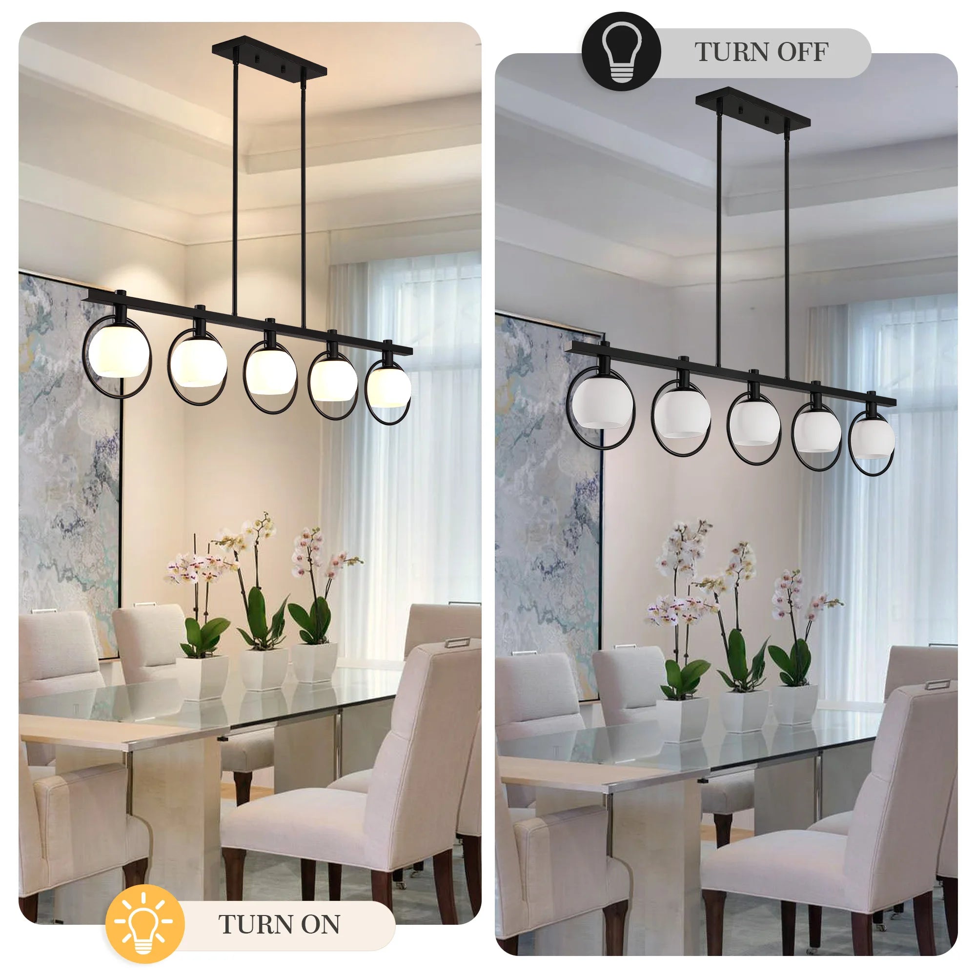 Modern 5-Light Adjustable Chandelier