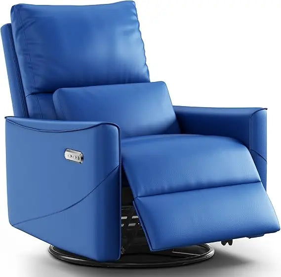 Power Swivel Rocker Recliner Chair with Lumbar Support & USB