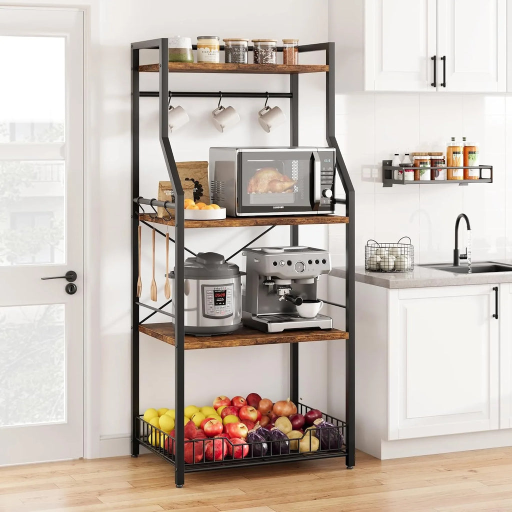 4-Tier Kitchen Bakers Rack & Coffee Bar Station