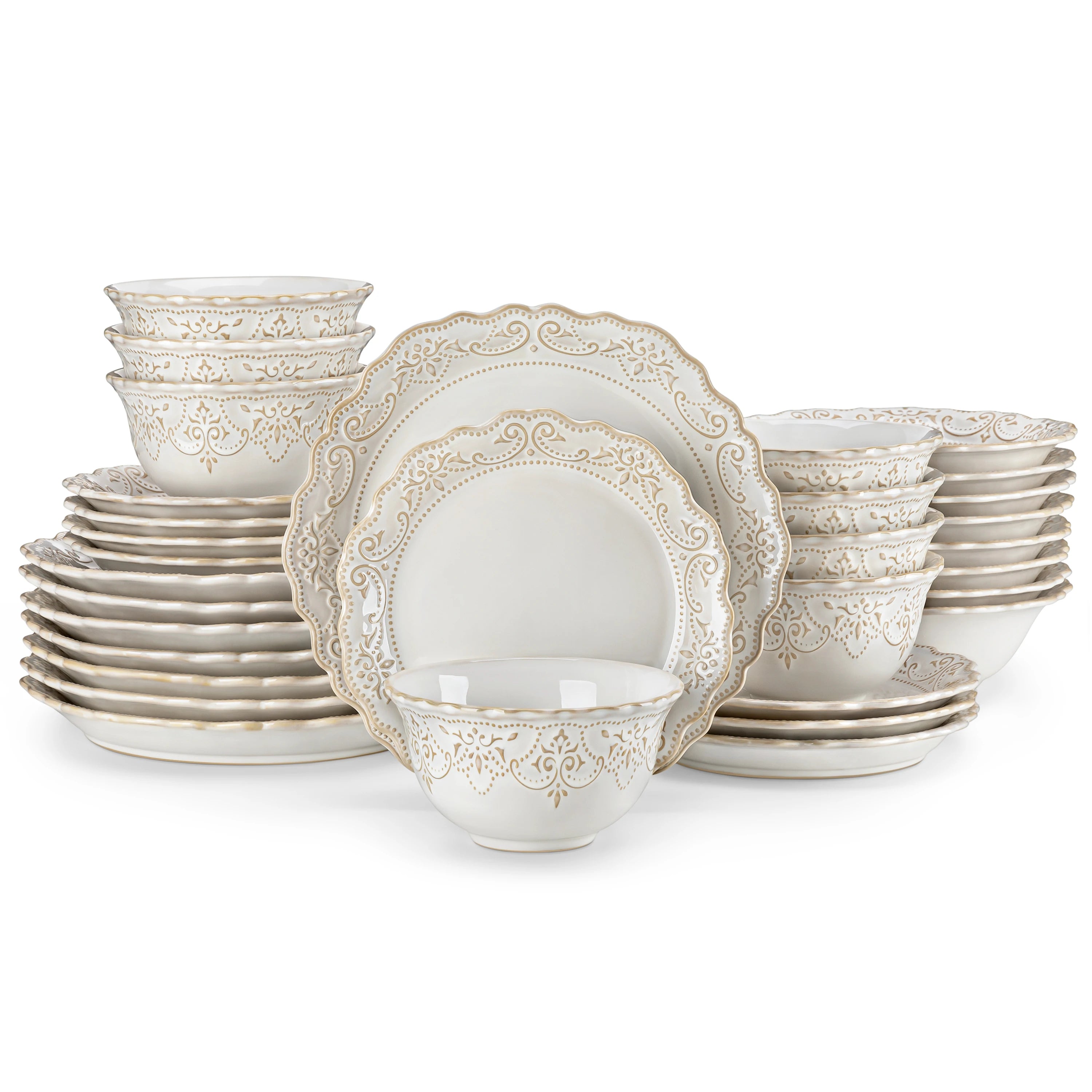 Elegant White Stoneware Dinnerware Set