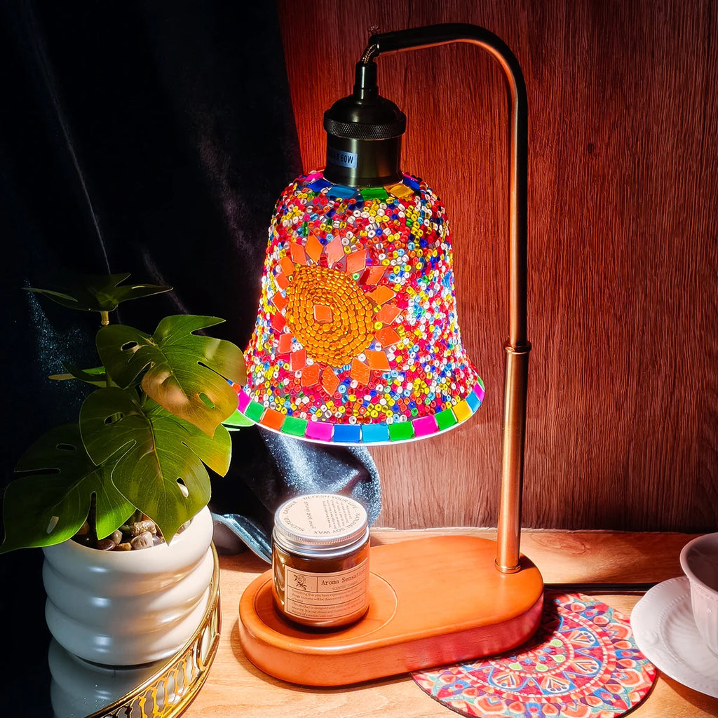 Bohemian Style Hand-Colored Glass Bedside Lamp – 3 Colors