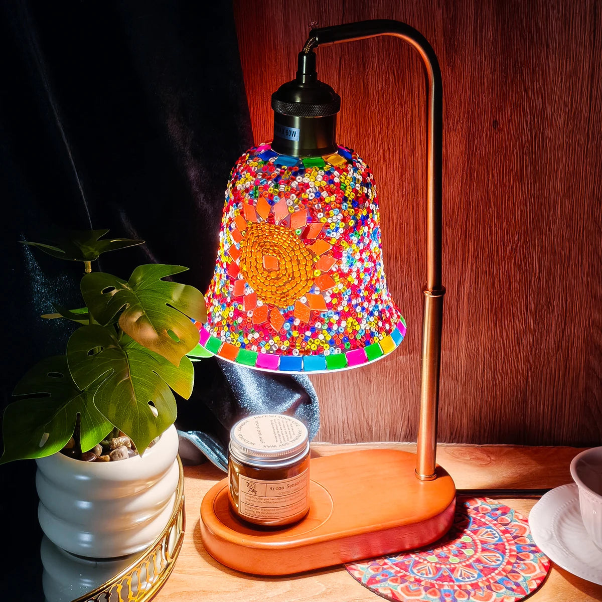 Bohemian Style Hand-Colored Glass Bedside Lamp – 3 Colors