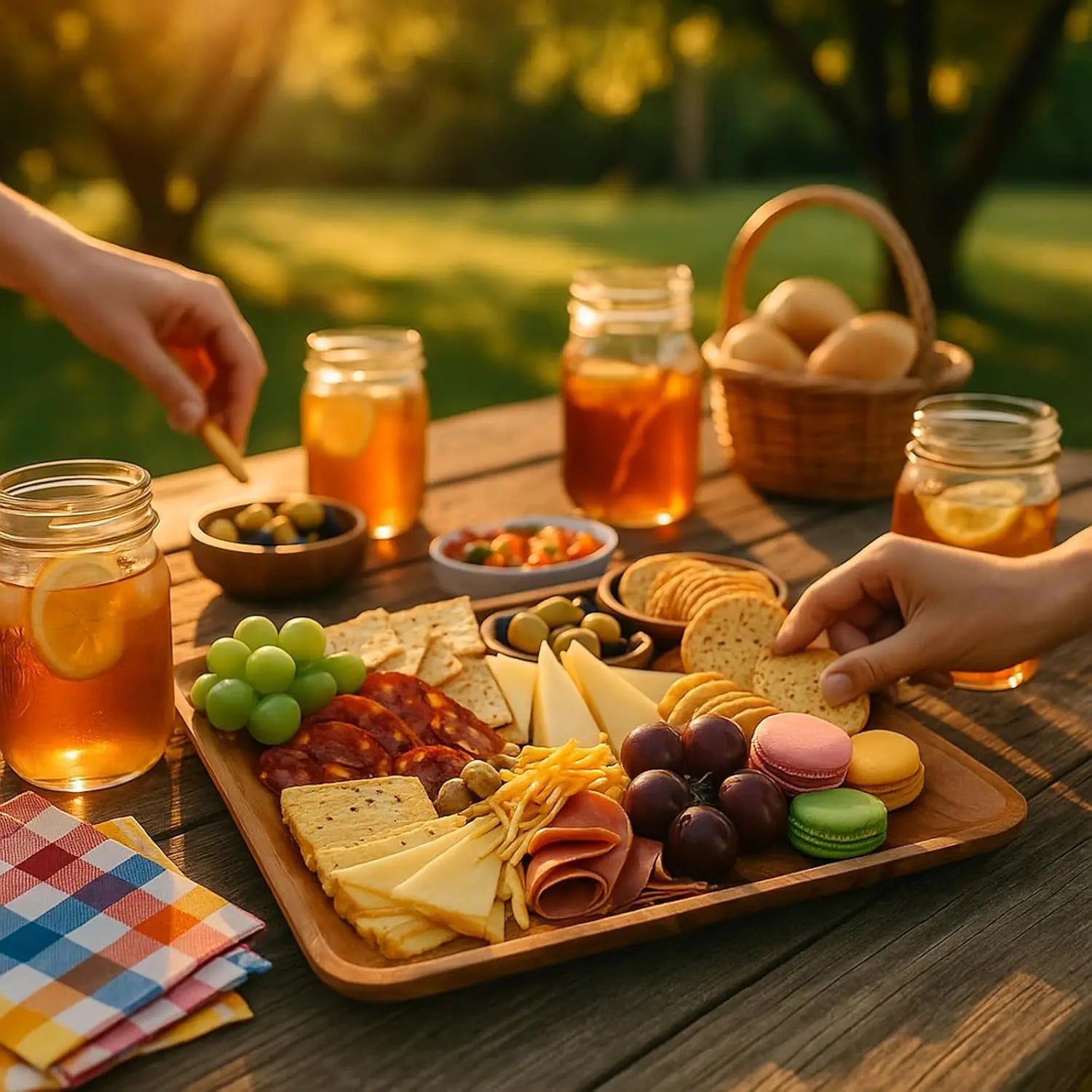 Acacia Wooden Plates – Set of 4, 10-Inch Square Rustic Platters