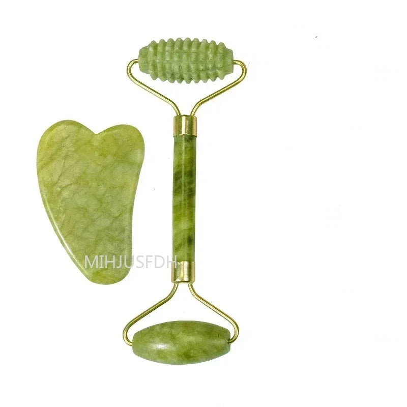 Natural Jade Roller Massager & Gua Sha Set