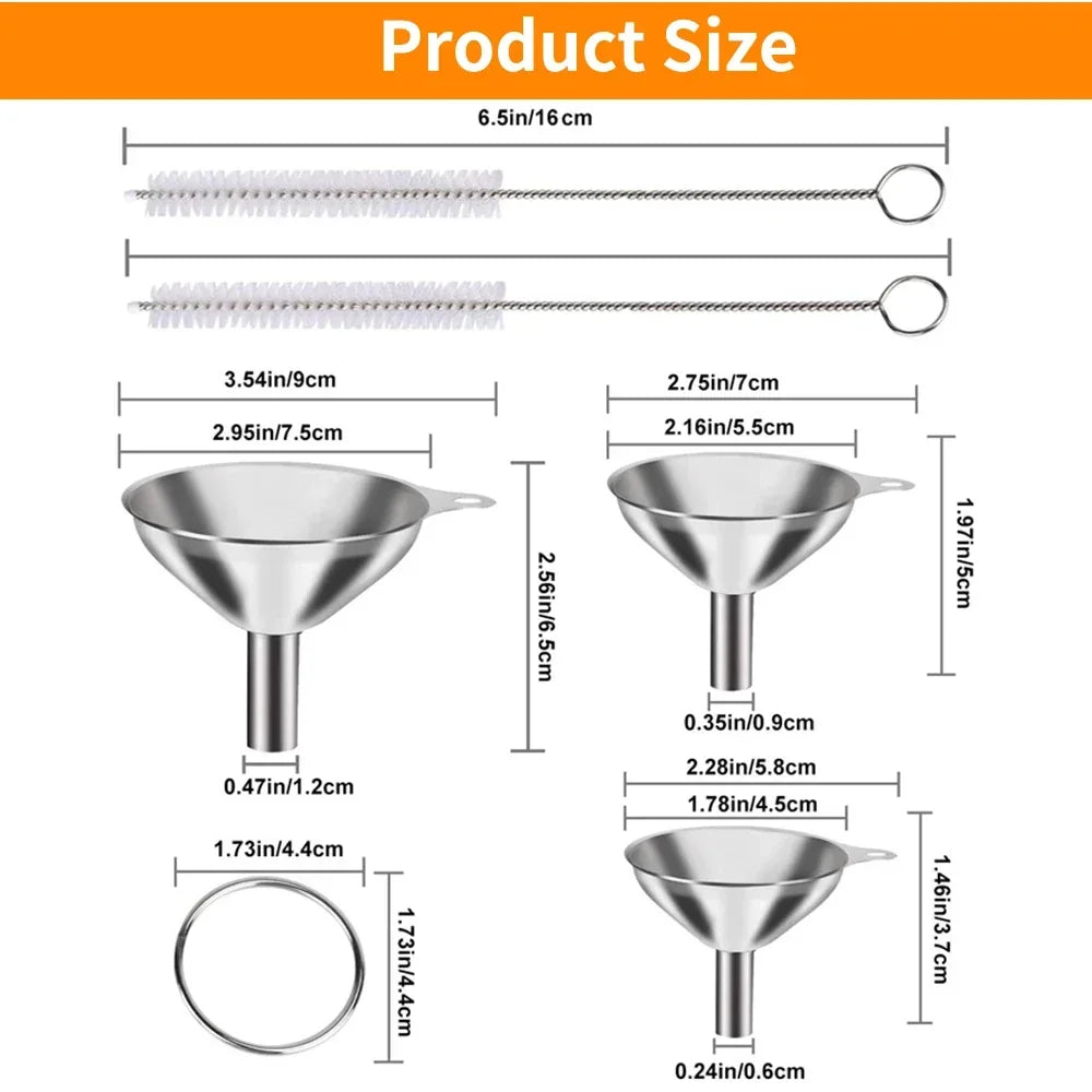 Stainless Steel Kitchen Funnels Set