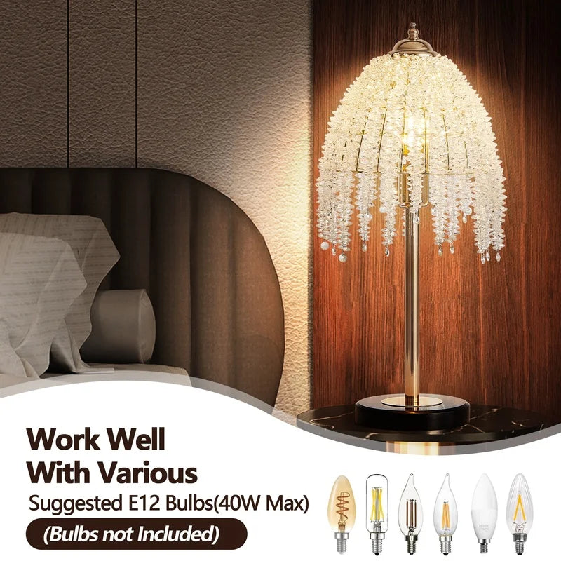 19" Elegant Crystal Table Lamp