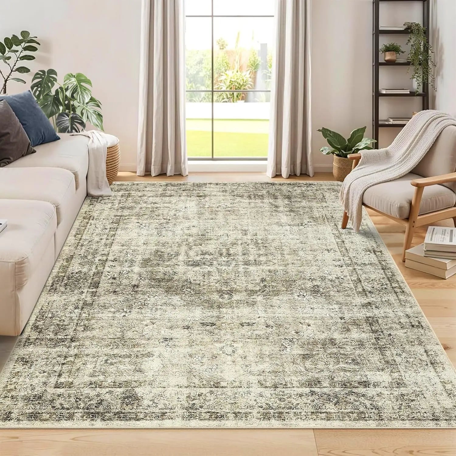 Washable Area Rug – Stain-Resistant Indoor Carpet with Non-Slip Backing