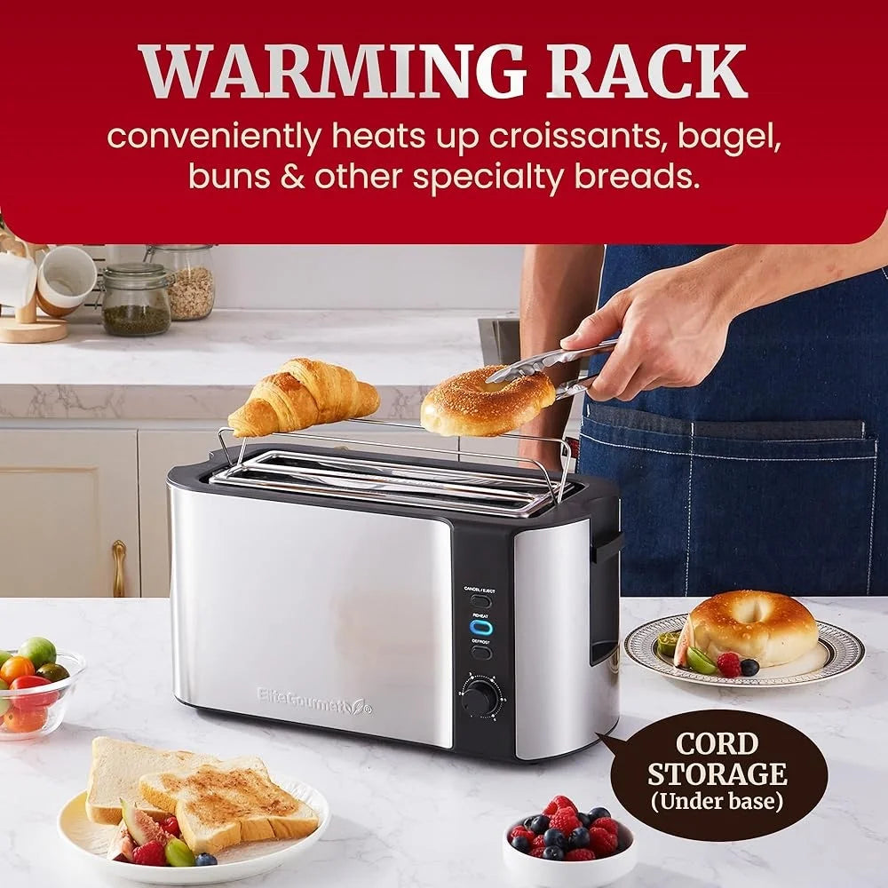 Extra Wide 4-Slice Toaster with 6 Toast Settings & Reheat Function