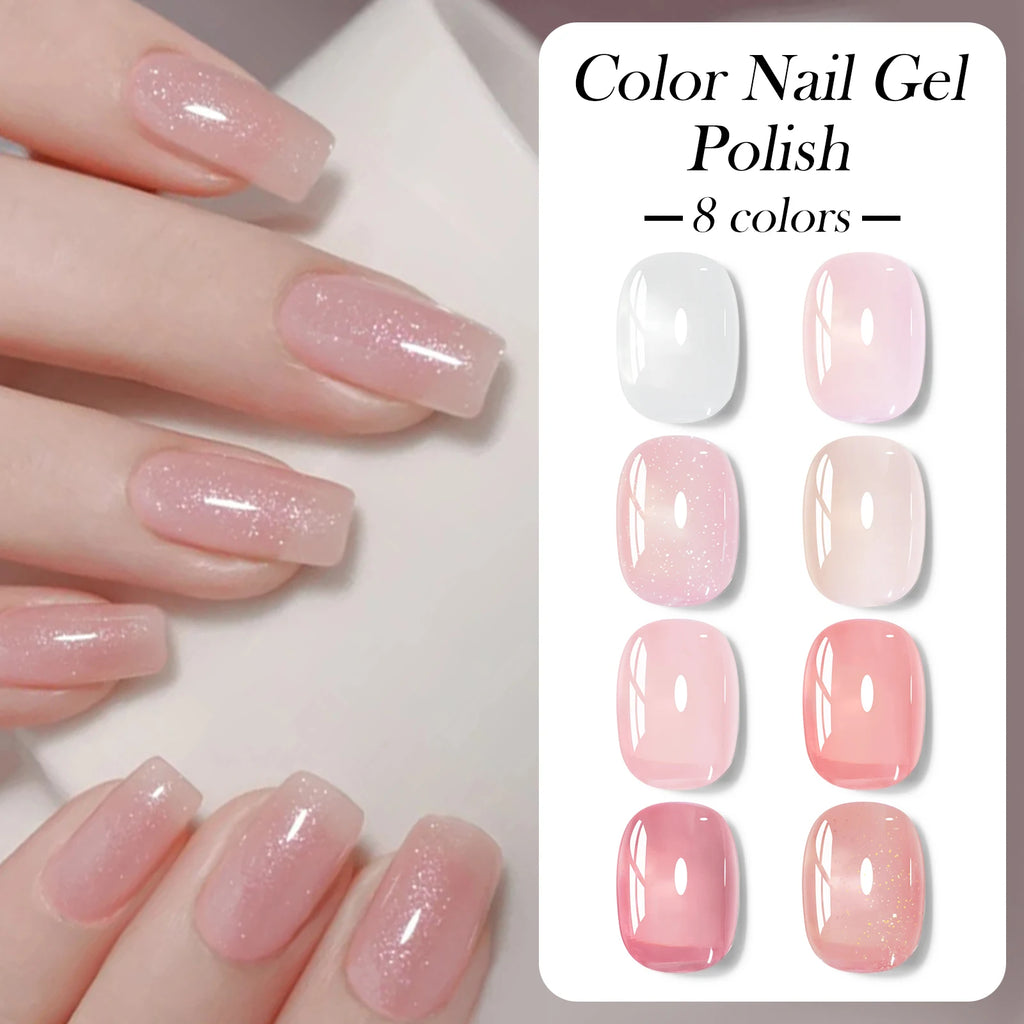 8PCS Nude Jelly Gel Nail Polish Set
