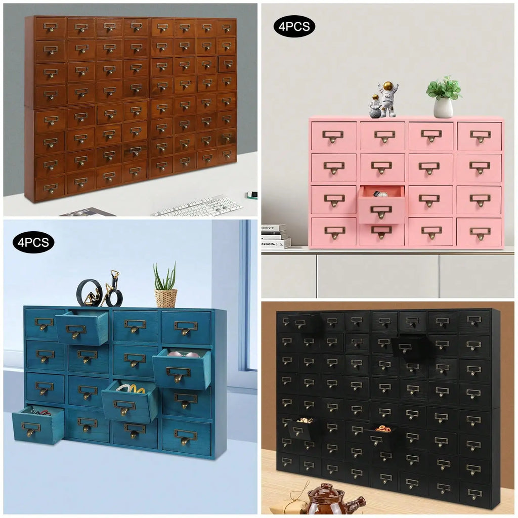64-Drawer Vintage Apothecary Storage Cabinet