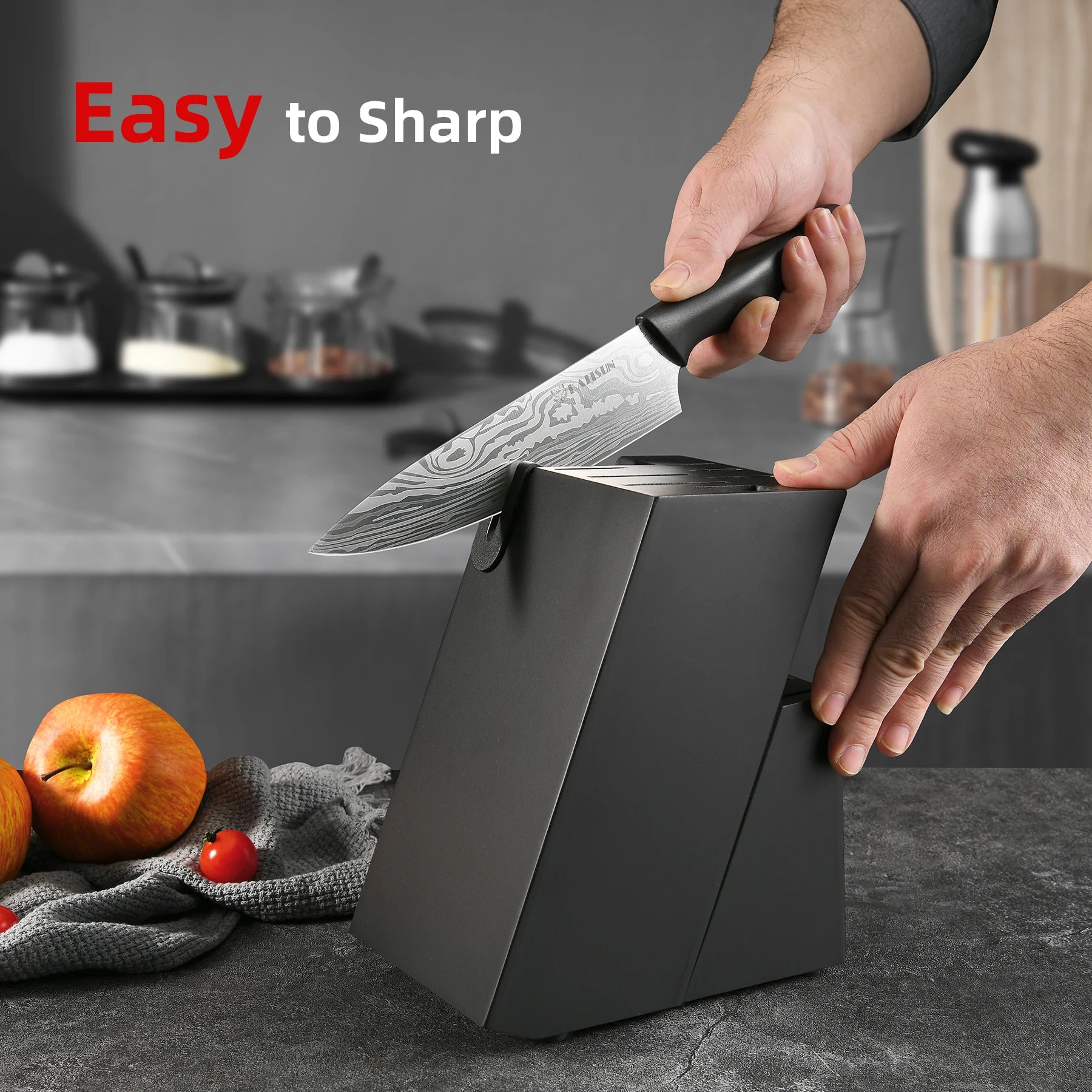 15-Piece Damascus Pattern Kitchen Knife Block Set
