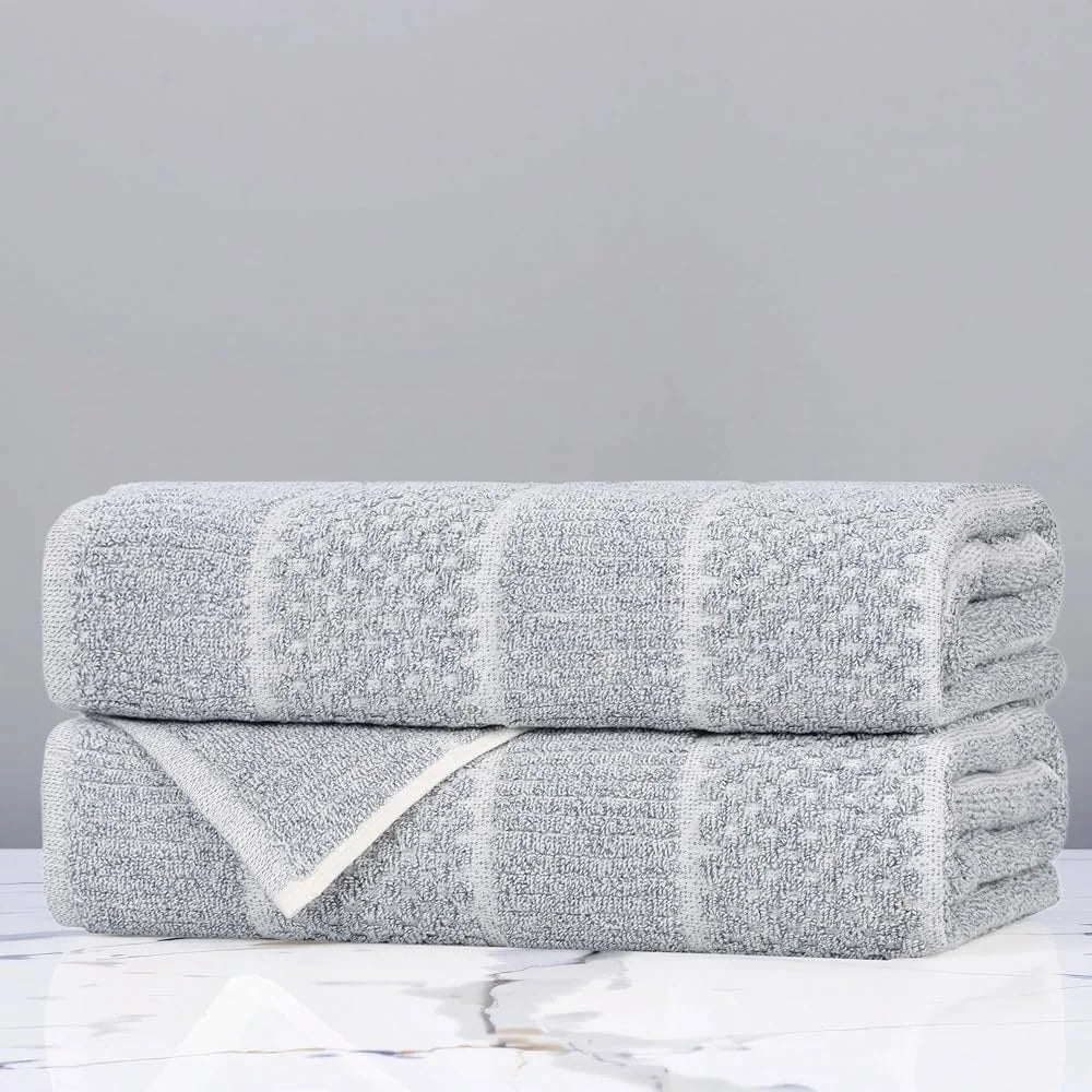 Plush Medium Weight Viscose Cotton Blend Bath Towel Set, Easy Care