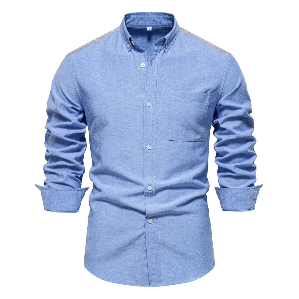 Men's Autumn Cotton Oxford Long Sleeve Shirt – Button Down, Versatile