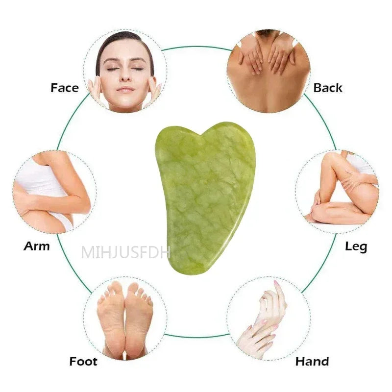 Natural Jade Roller Massager & Gua Sha Set