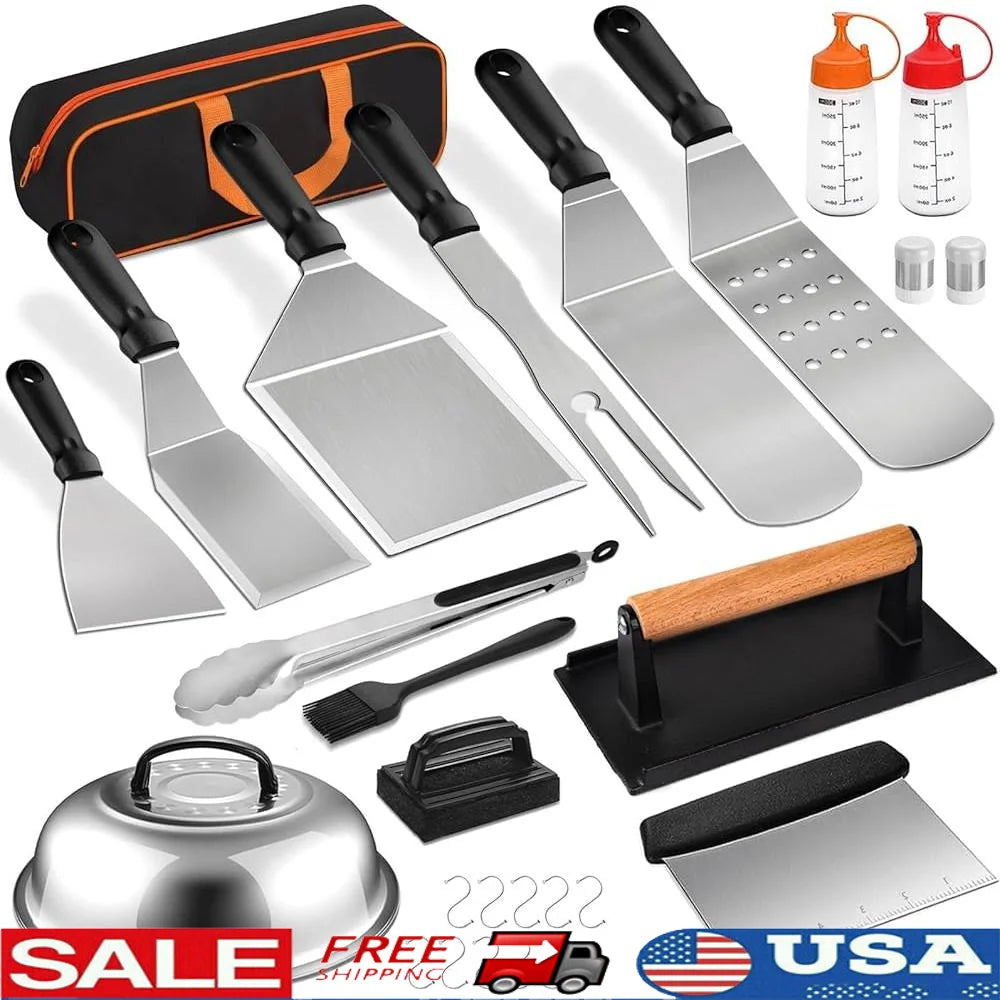 27-Piece Griddle Accessories Set – Stainless Steel Flat Top Grill Kit