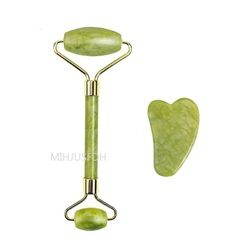 Natural Jade Roller Massager & Gua Sha Set