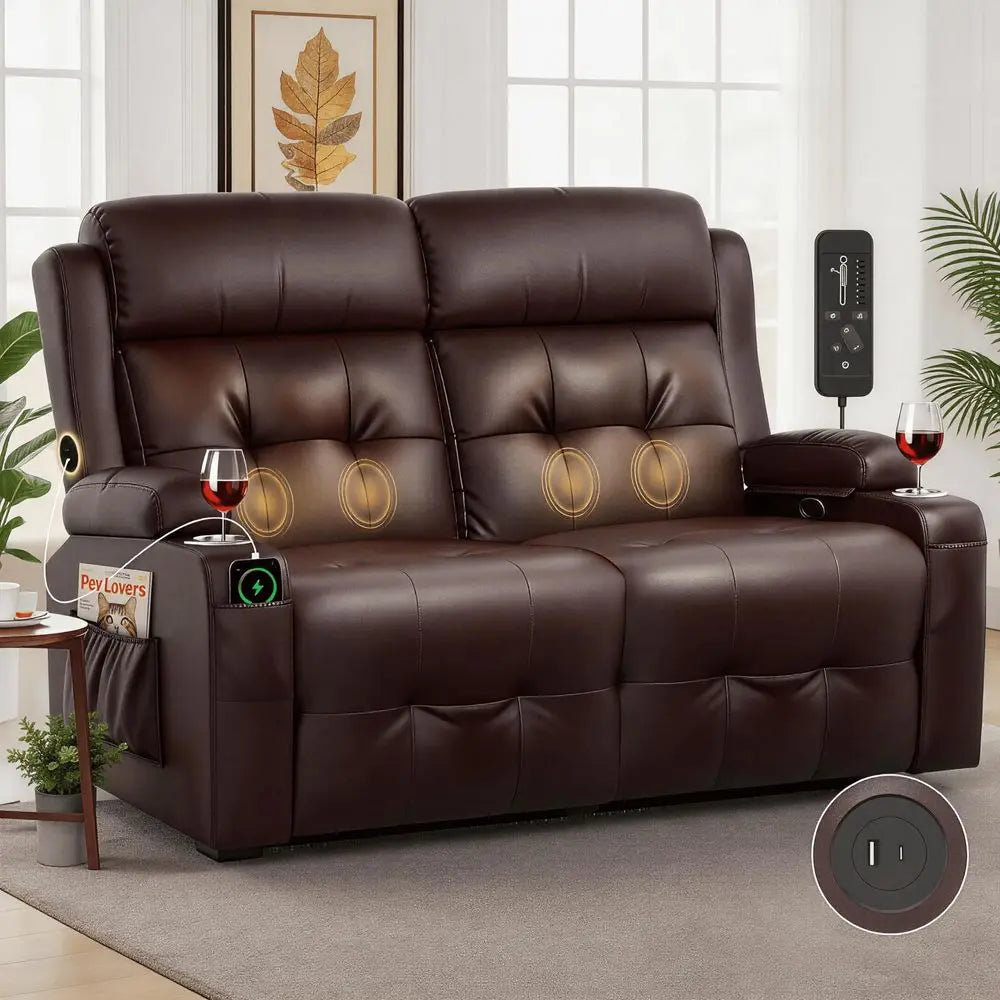 Loveseat Recliner Sofa with USB-A & USB-C Charging Station