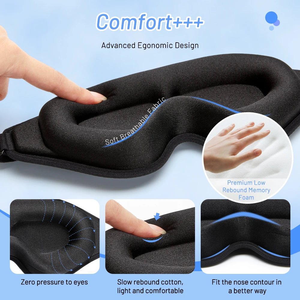 3D Soft Memory Foam Eye Mask for Total Darkness & Comfort
