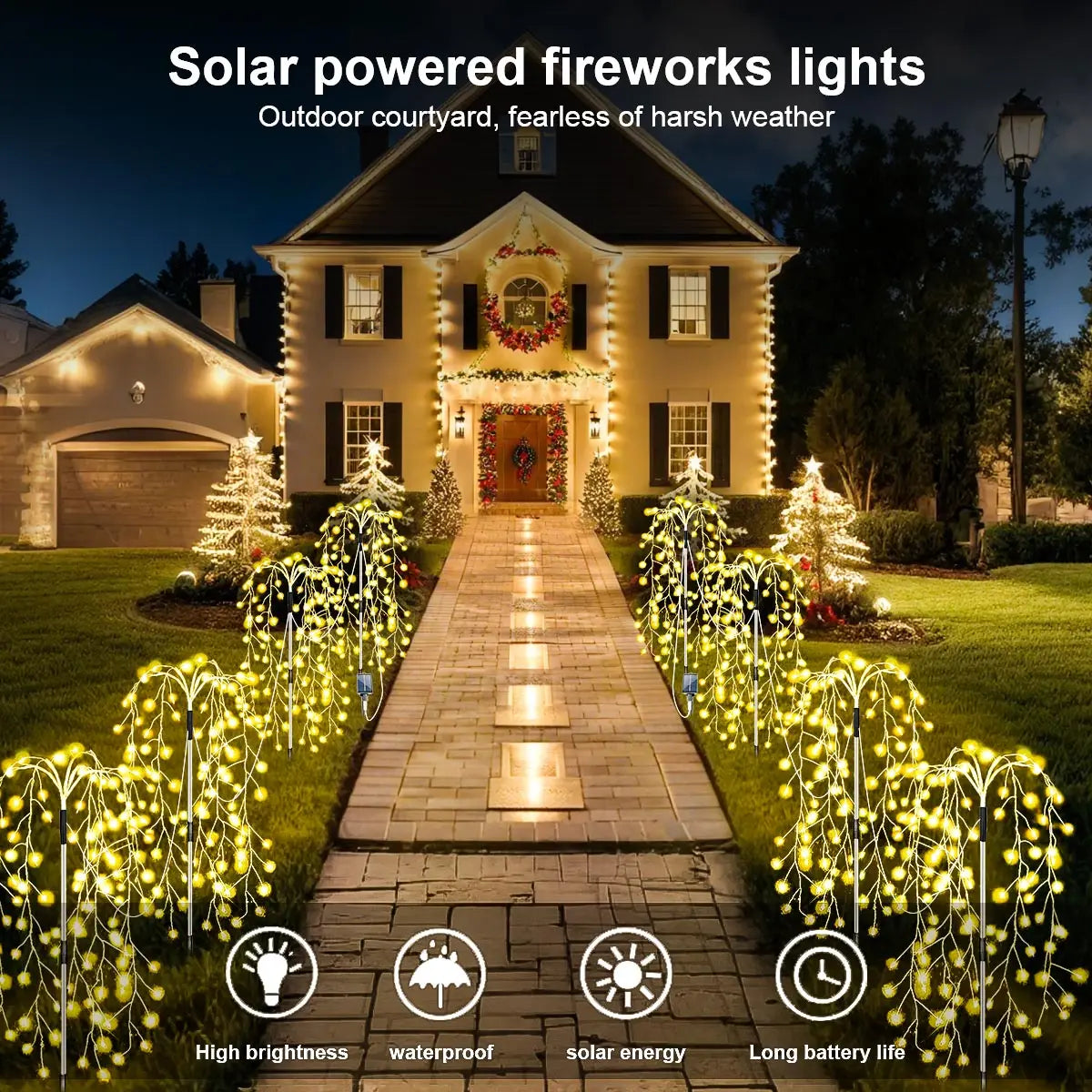 4Pack 680LED Solar Firecracker Fireworks Lights