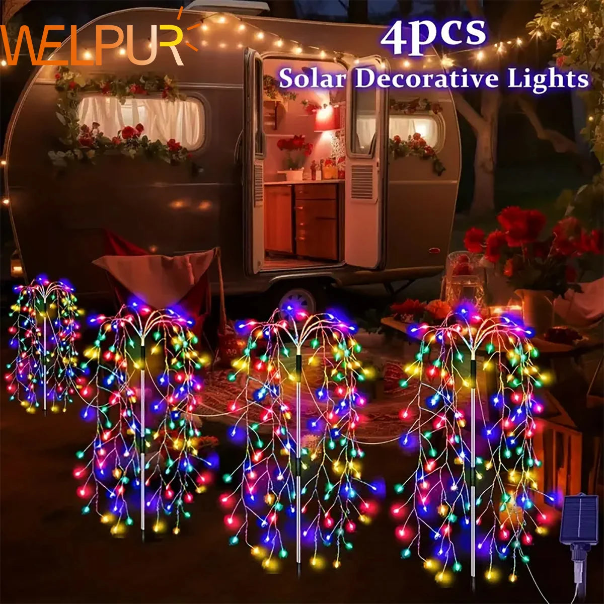 4Pack 680LED Solar Firecracker Fireworks Lights