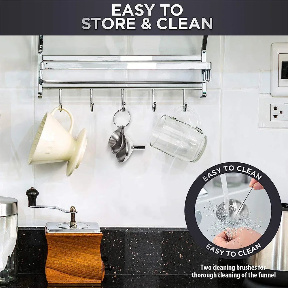 Stainless Steel Kitchen Funnels Set
