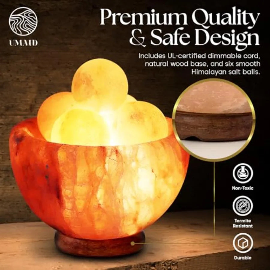 Himalayan Salt Lamp with 6 Himalayan Salt Balls