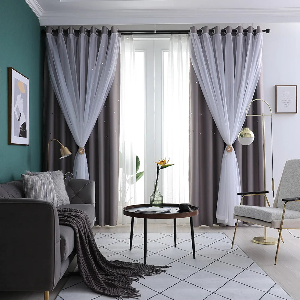 Hollow Out Star Curtain – Functional Room Darkening Drape (1 Panel, 40"x84")