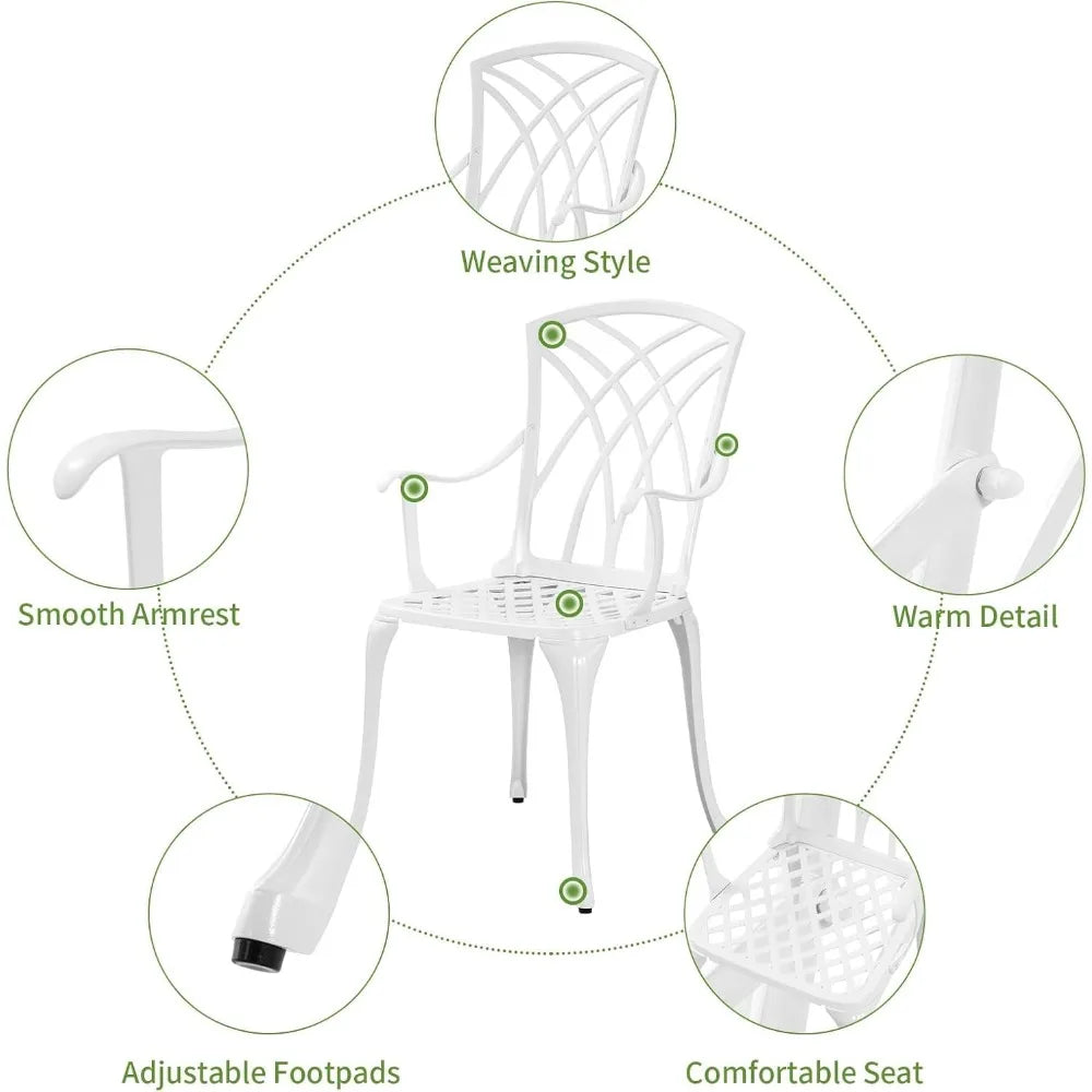 White Cast Aluminum Bistro Set – 3 Piece Outdoor Patio Table & Chairs