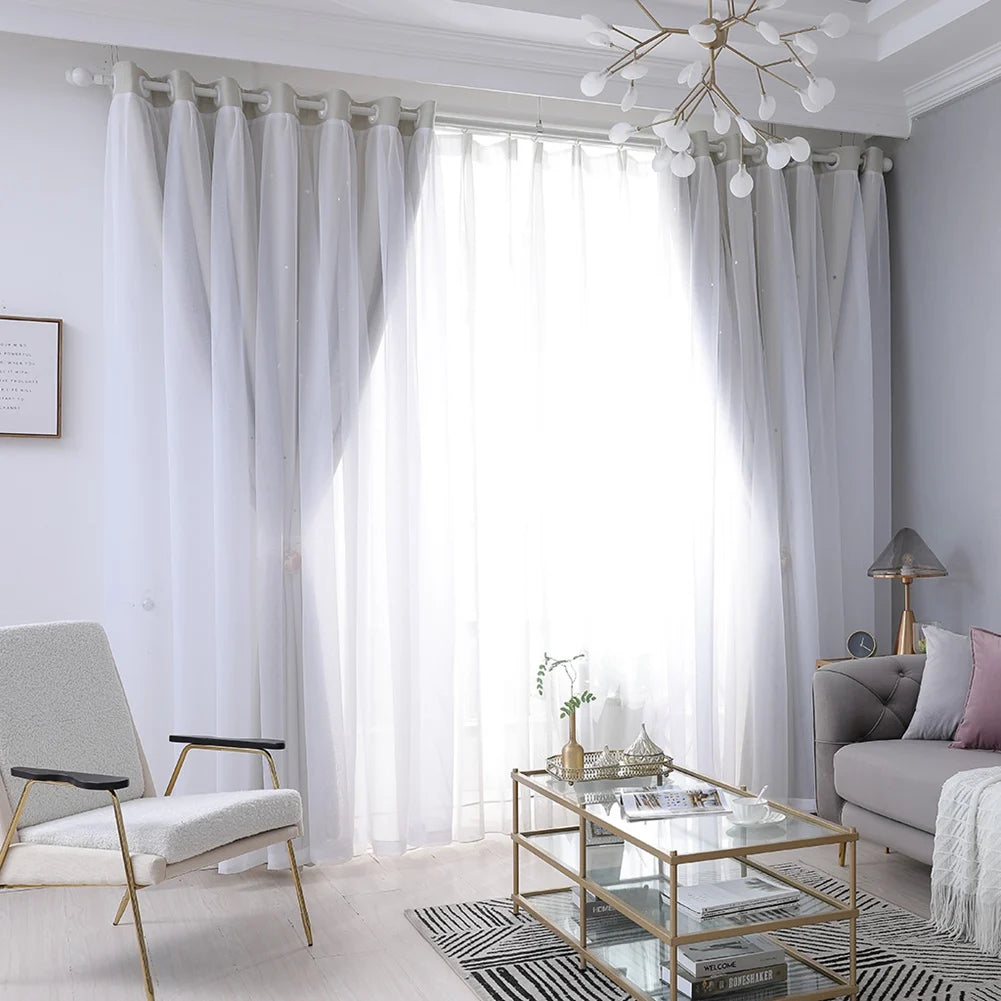 Hollow Out Star Curtain – Functional Room Darkening Drape (1 Panel, 40"x84")