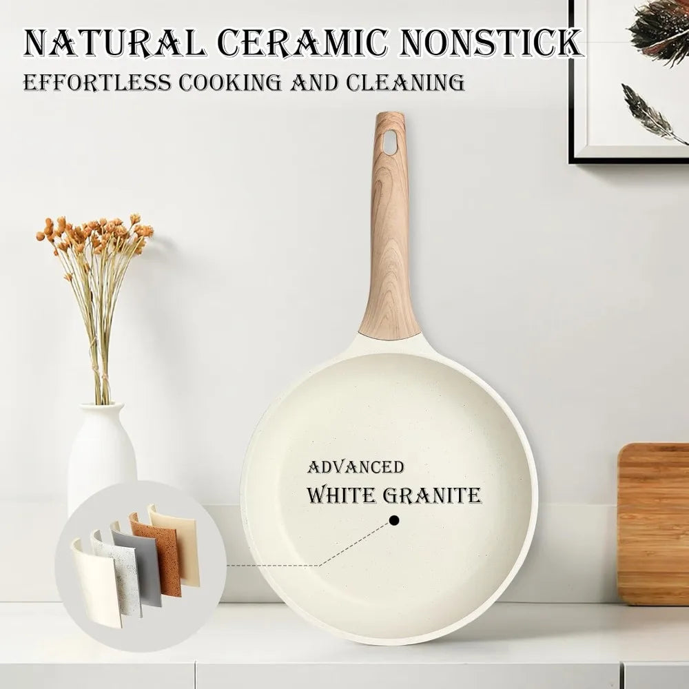 14-Piece Nonstick Granite Induction Cookware Set with Frying Pans