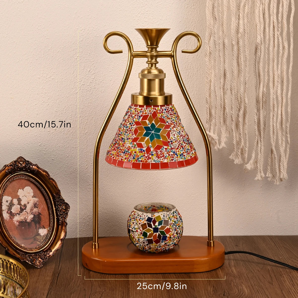 Bohemian Hand-Colored Glass Bedside Lamp