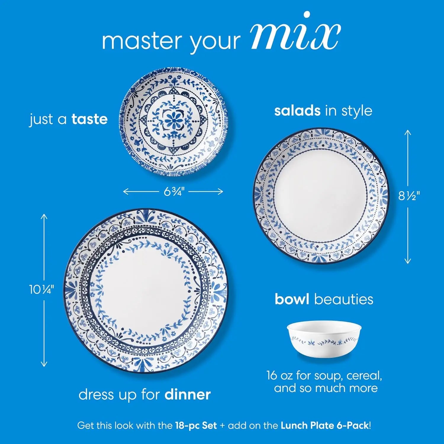 6-Piece Dinner Plate Set – Triple-Layer Glass, Chip-Resistant, Lightweight