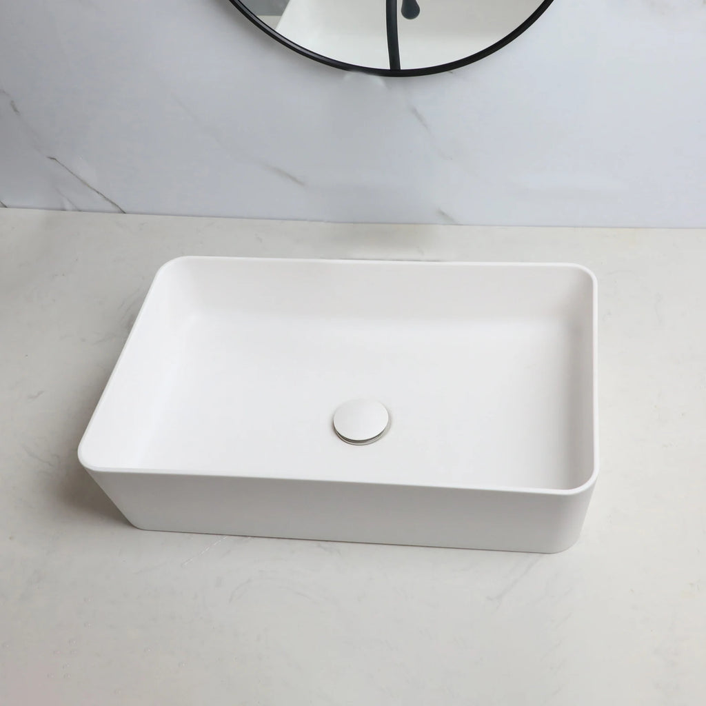22" Rectangle Stone Resin Sink without Faucet, Above Counter