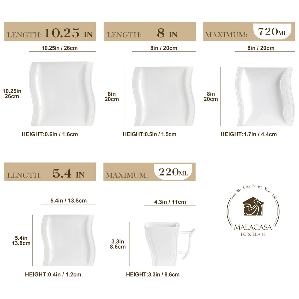 FLORA 30/60-Piece White Porcelain Dinner Set