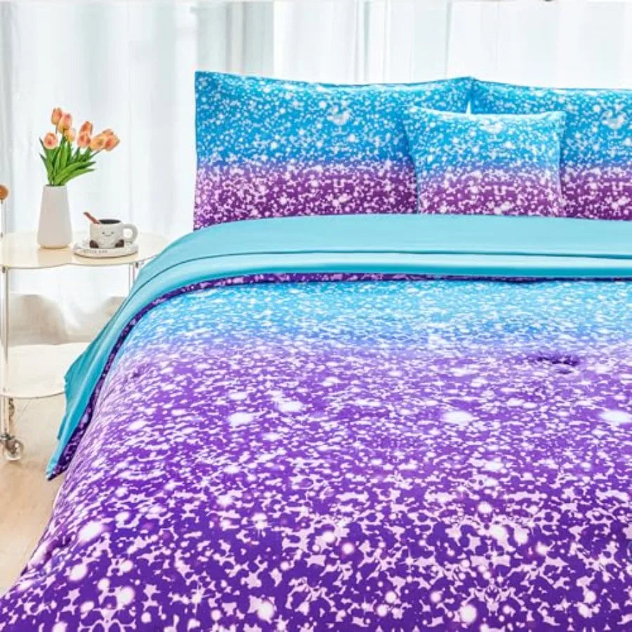 Girls 3D Colorful Galaxy Starry Bedding Set