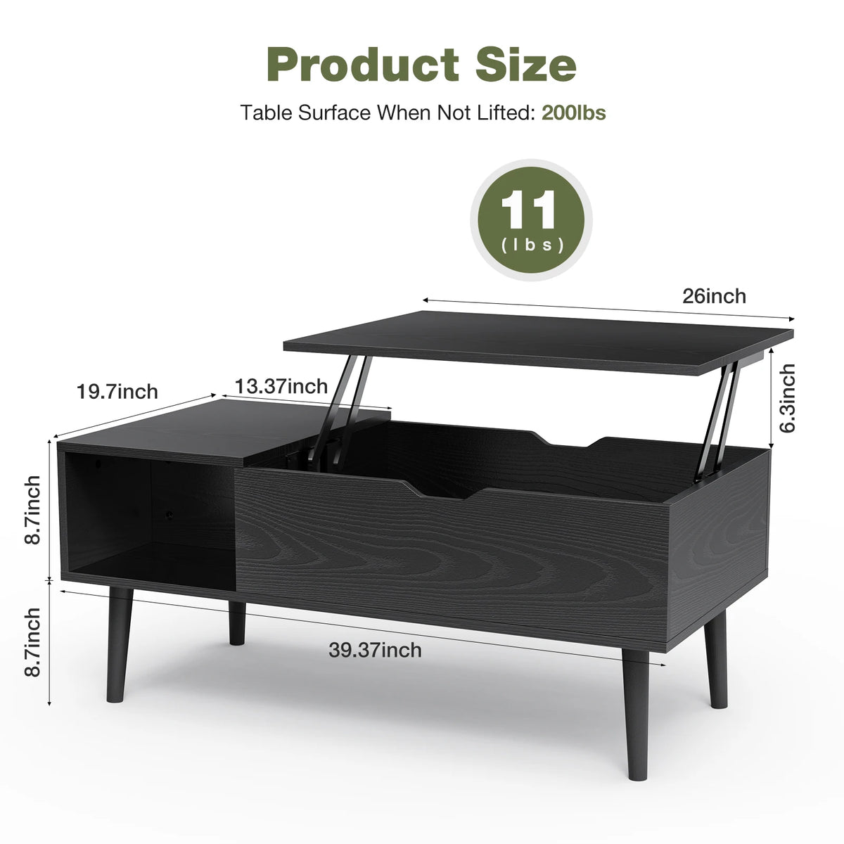 Lift-Top Coffee Table with Adjustable Storage
