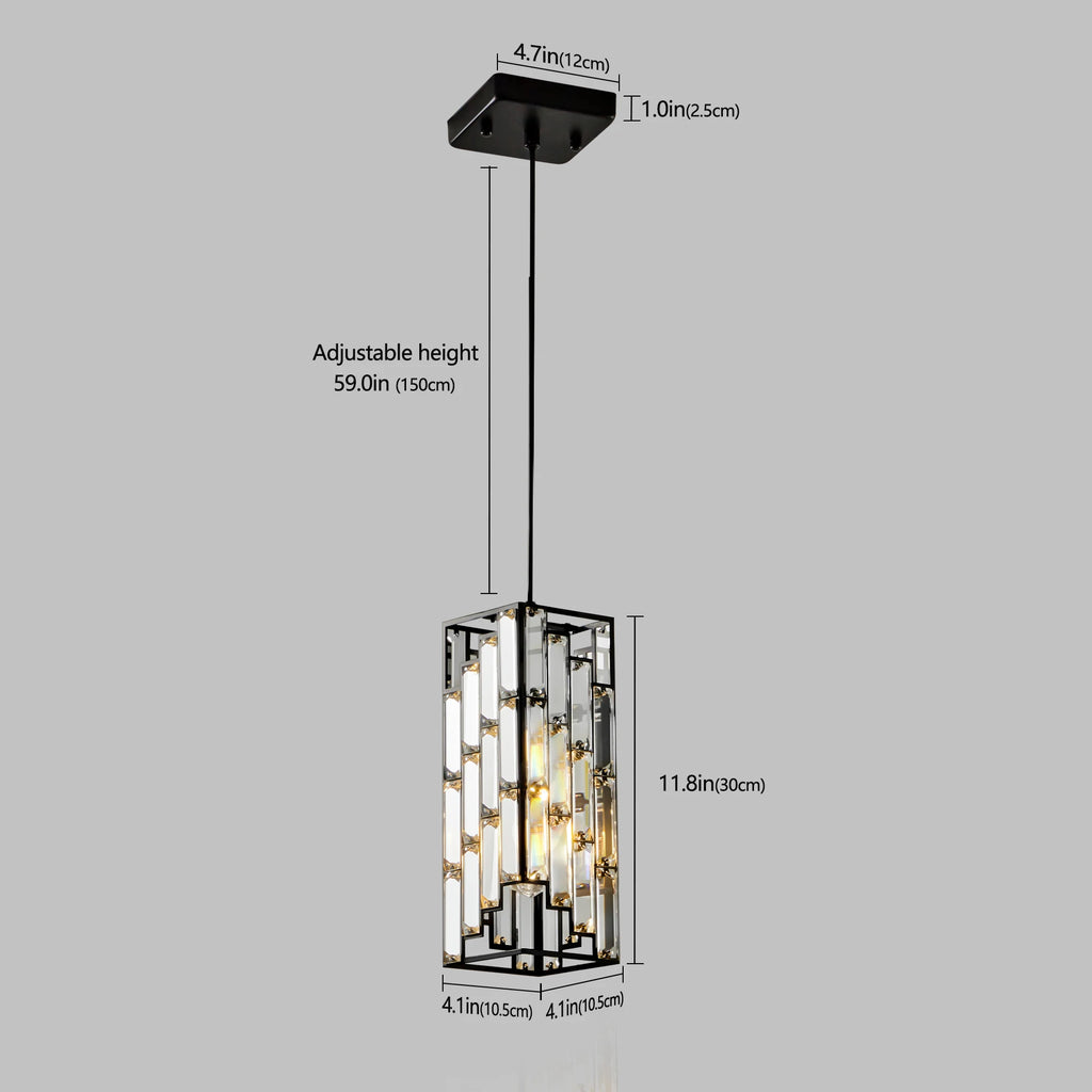Luxury Hanging Crystal Pendant Light - 3 Pack, Adjustable, Black Finish