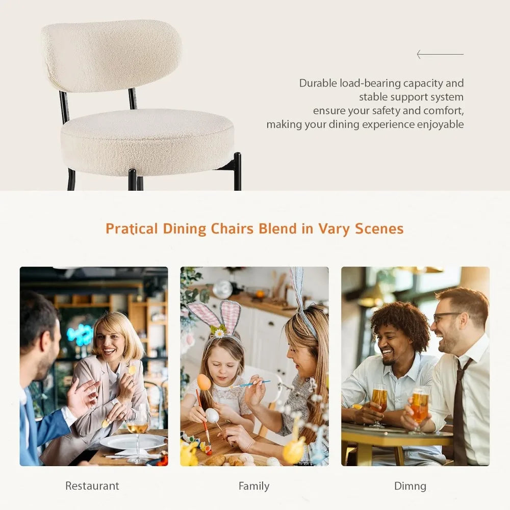 Set of 4 Boucle Upholstered Dining Chairs