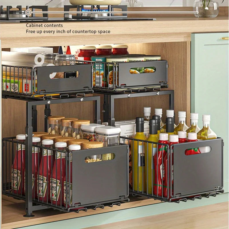 2-Tier Slide-Out Cabinet Organizer – Heavy Duty