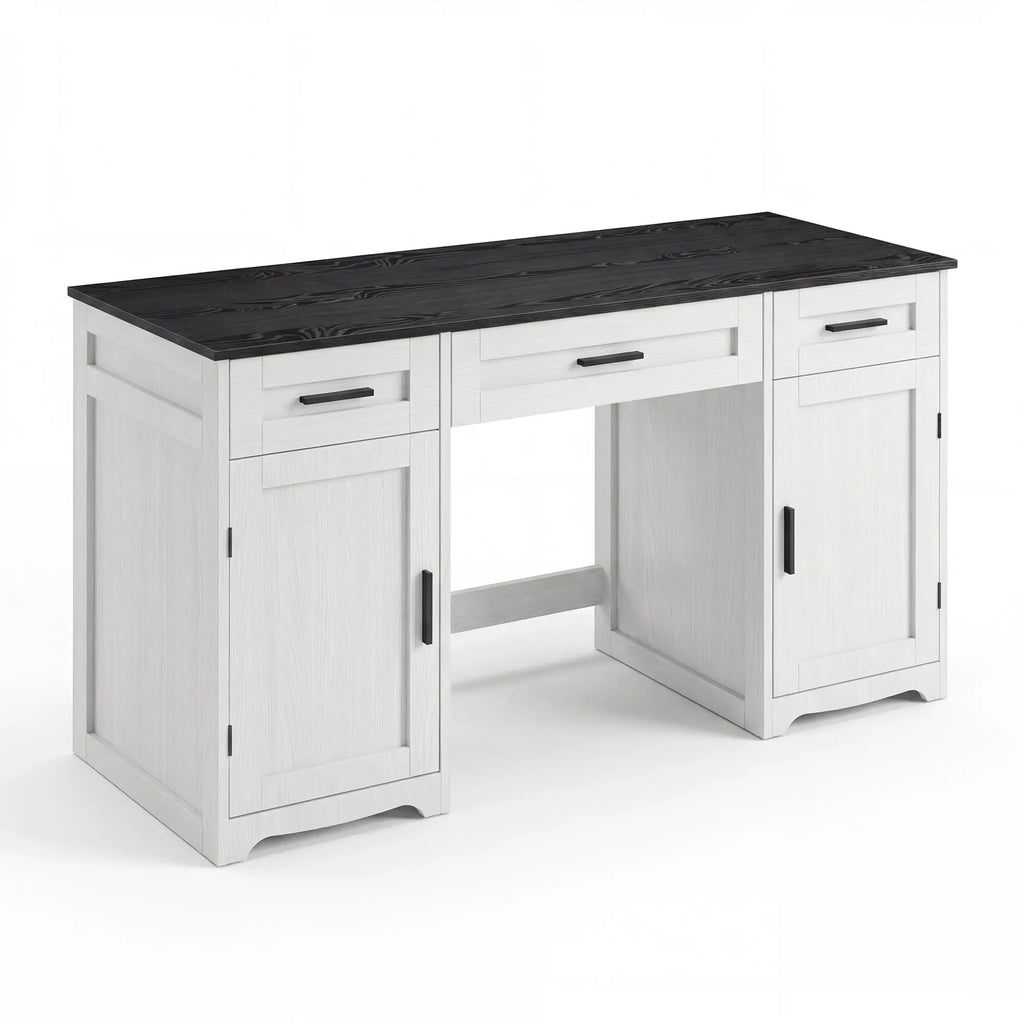 Stylish Farmhouse Executive Desk with Drawers