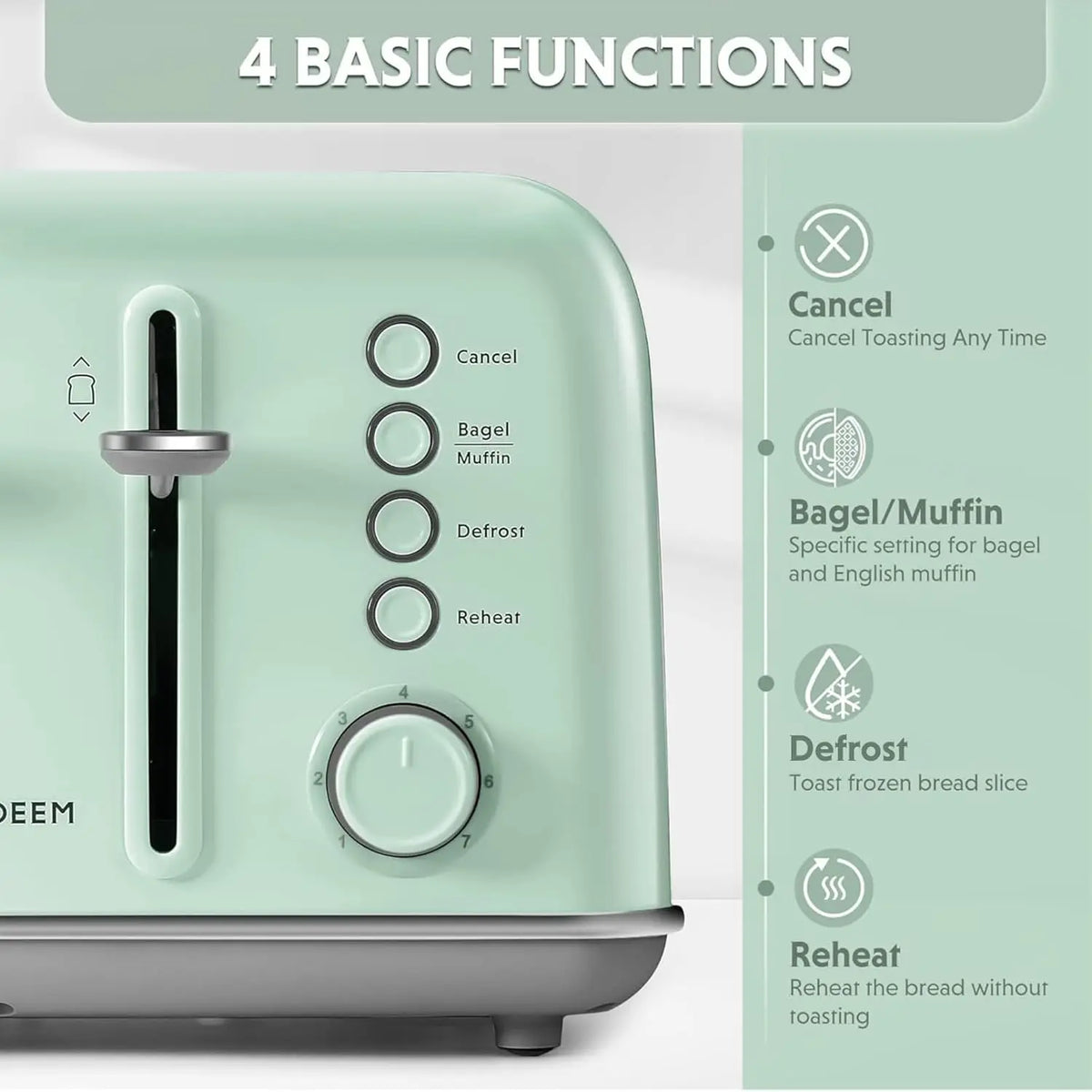 Retro 4-Slice Toaster – Stylish Design