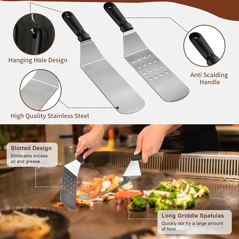 27-Piece Griddle Accessories Set – Stainless Steel Flat Top Grill Kit