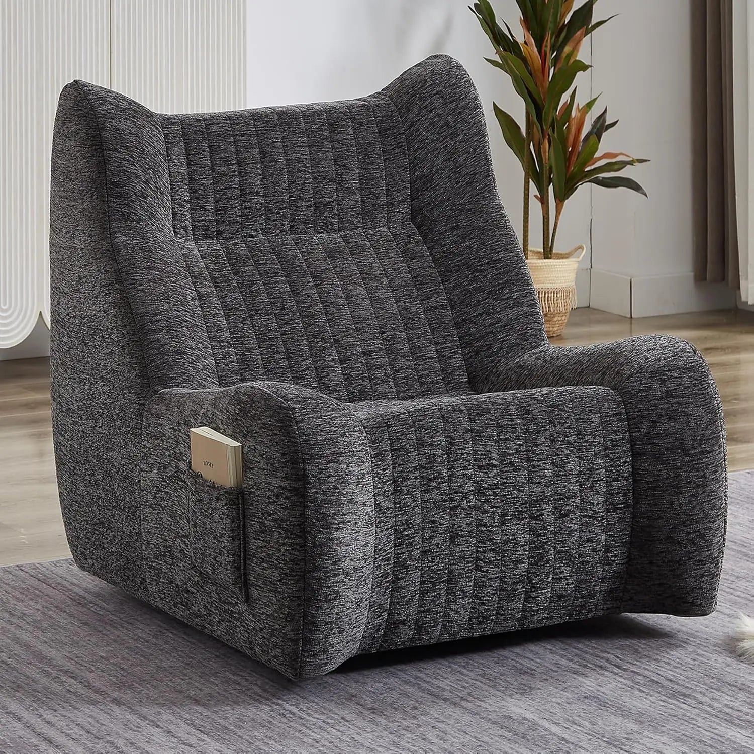 Pumpkin-Shaped Oversized Comfy Lounge Chair - Upholstered