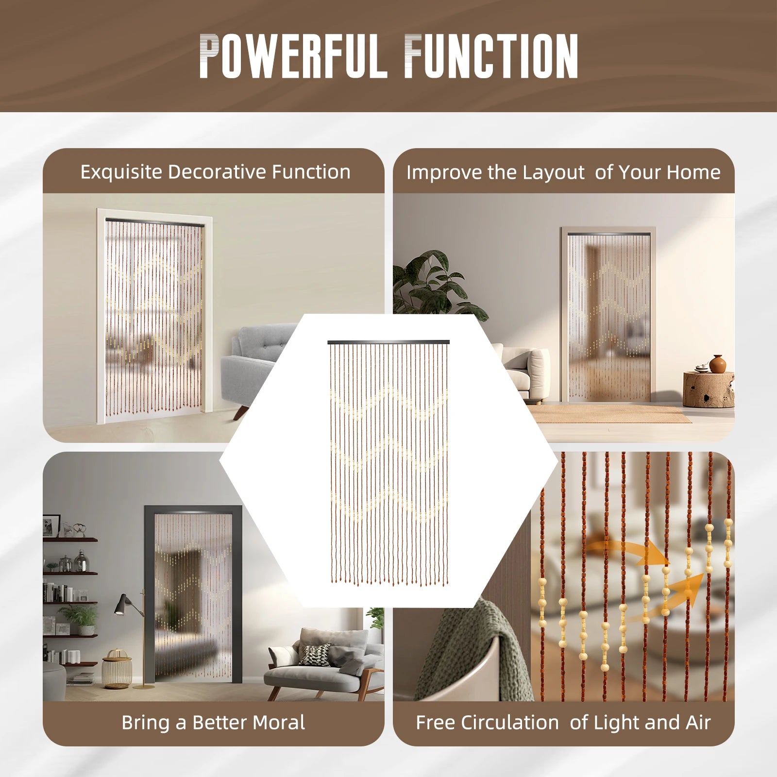 Bamboo Bead Curtain for Doorways