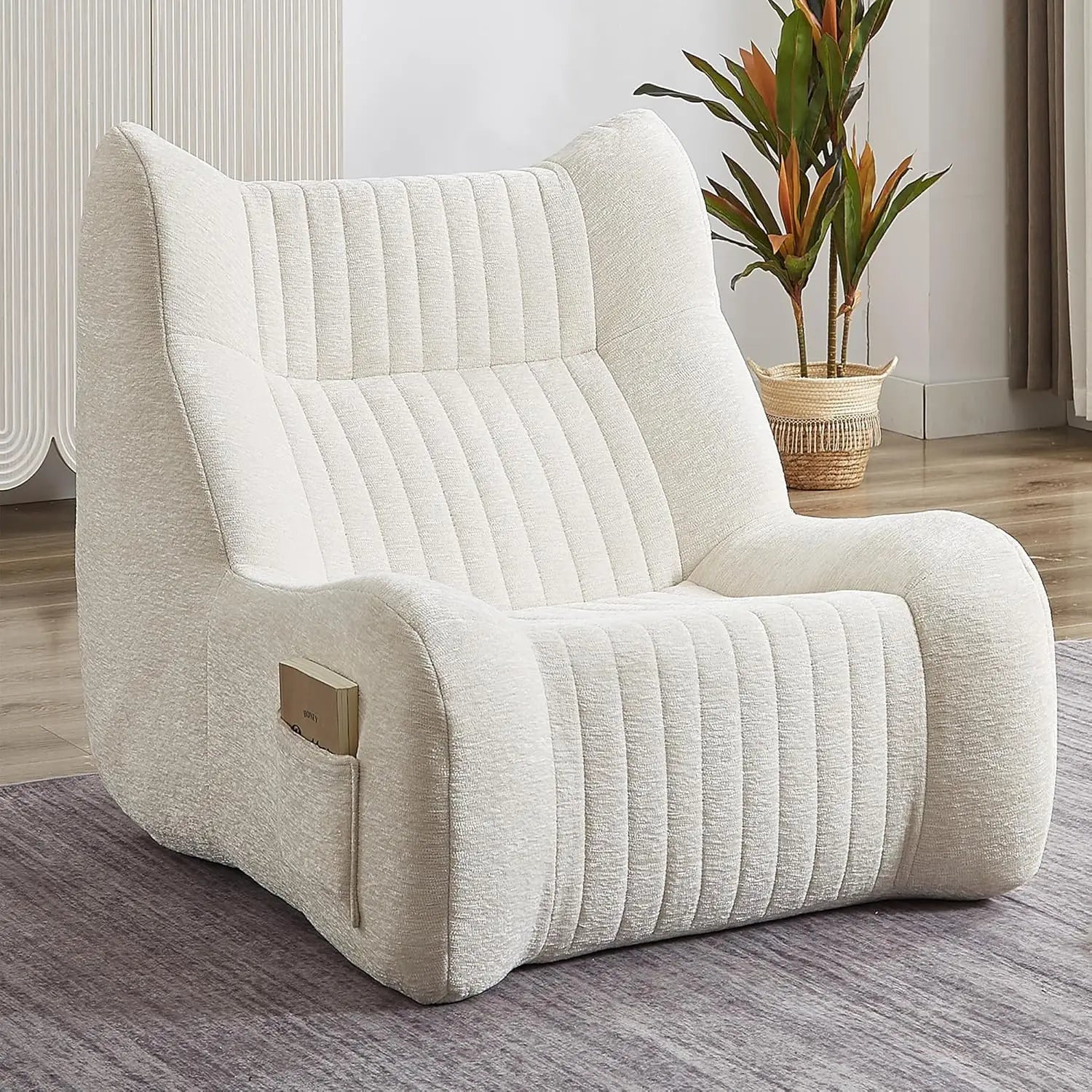 Pumpkin-Shaped Oversized Comfy Lounge Chair - Upholstered