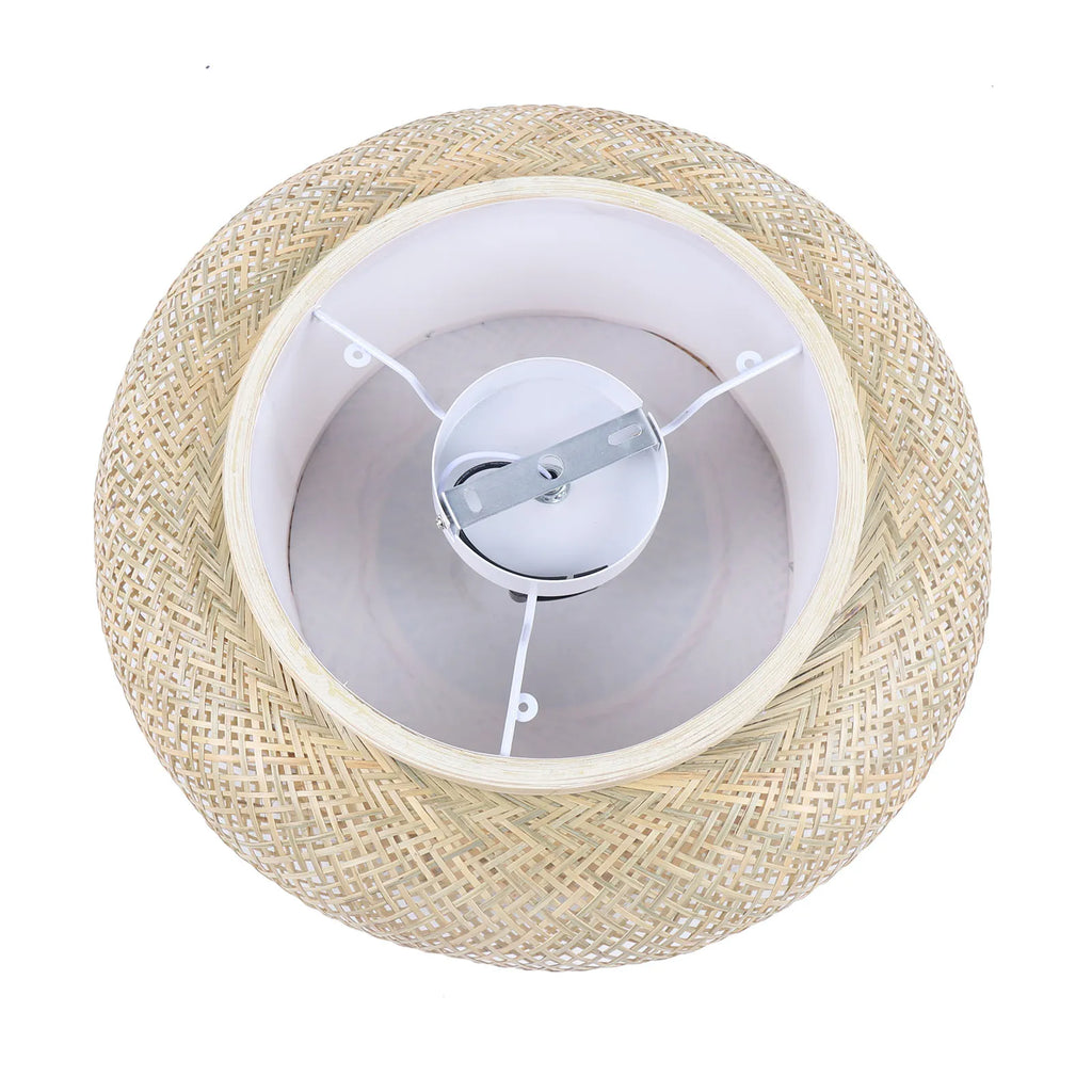 Flush Mount Bamboo Shade Ceiling Light Fixture – Rattan Wicker Pendant Lamp