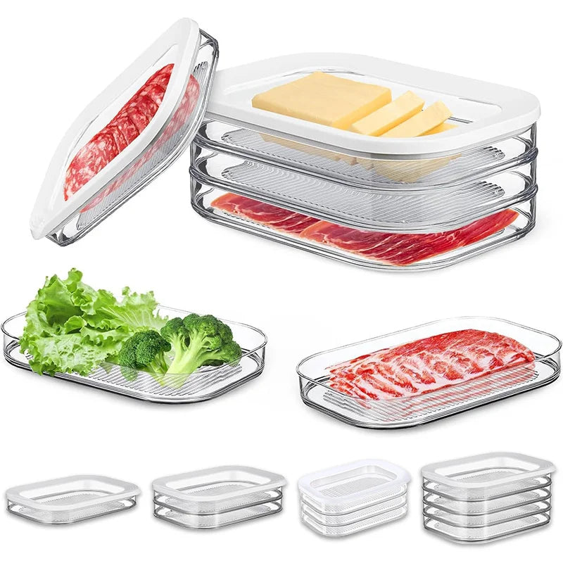Stackable Meat Containers with Clear Lids