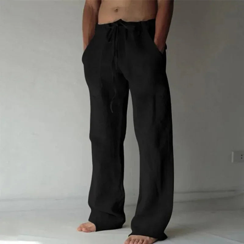 Men's Cotton Linen Baggy Casual Pants – Breathable Everyday Comfort